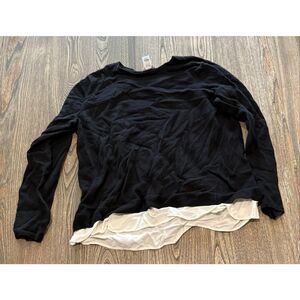 J. Jill Womens Sweater Button Back Long Sleeve Black Layered White Size Petite M